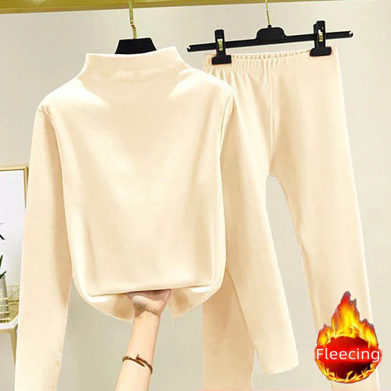 Két részes női téli szett bolyhos pulóverrel és nadrággal – Eva