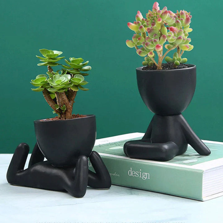 Kézzel készített kerámia zöldnövény cserép lefolyónyílással - TerraCotta