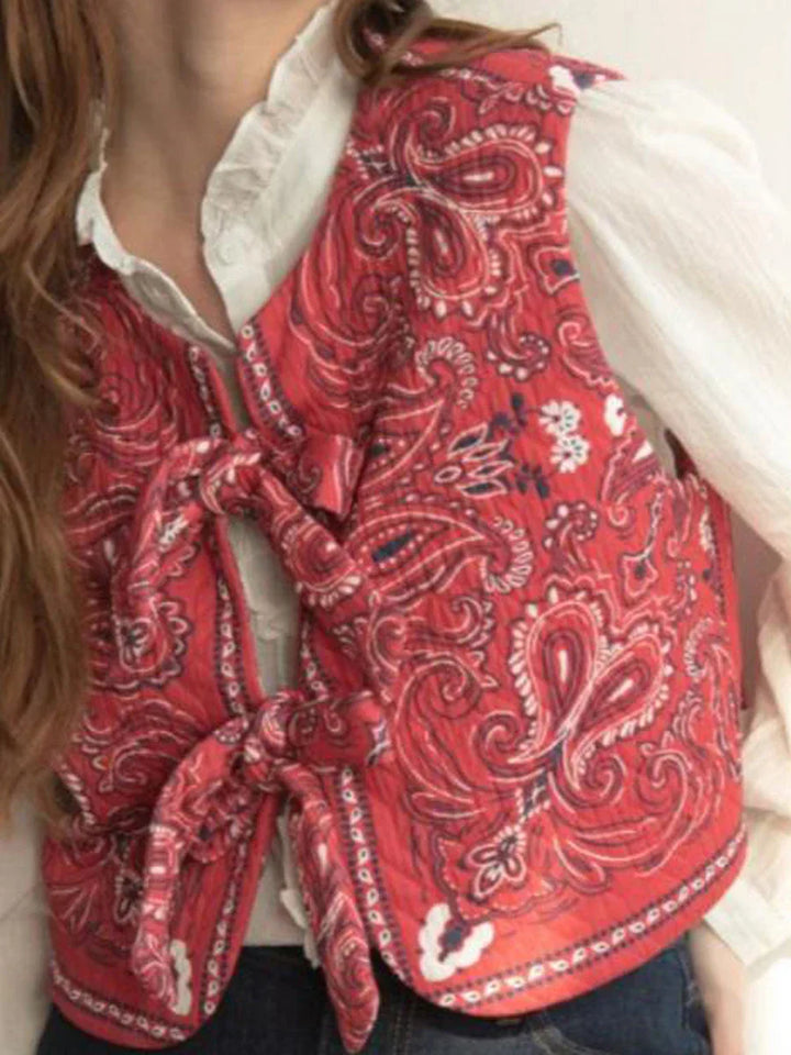 Y2K piros bandana fazonú megkötős crop top – Liora