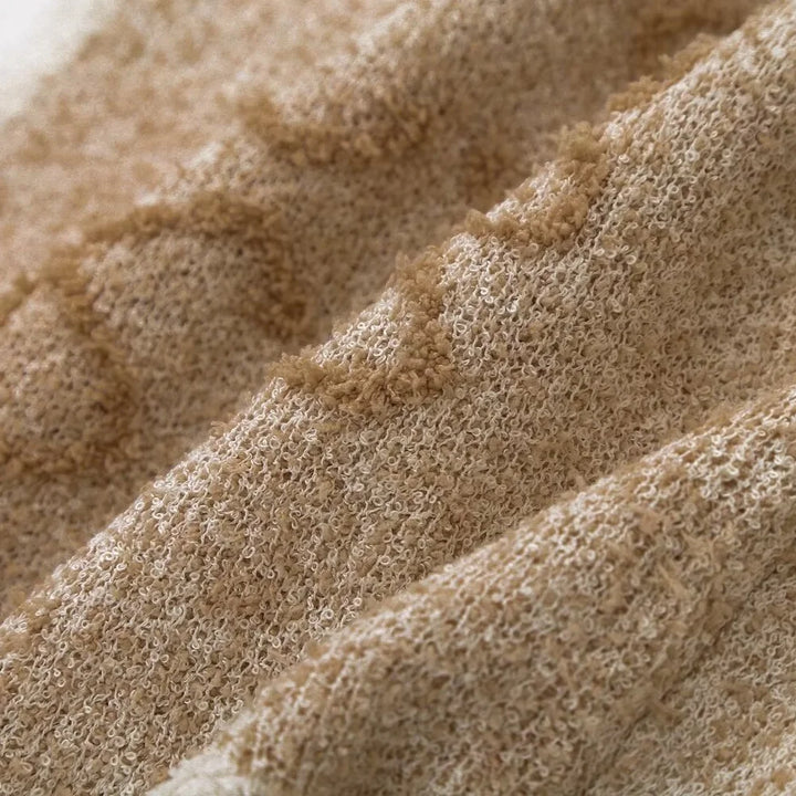 Beige kötött női felső vintage jacquard mintával – Mireille