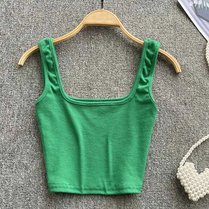 Ruházat nélküli Cropped Tanktop Egyszínű Színben – Zayra