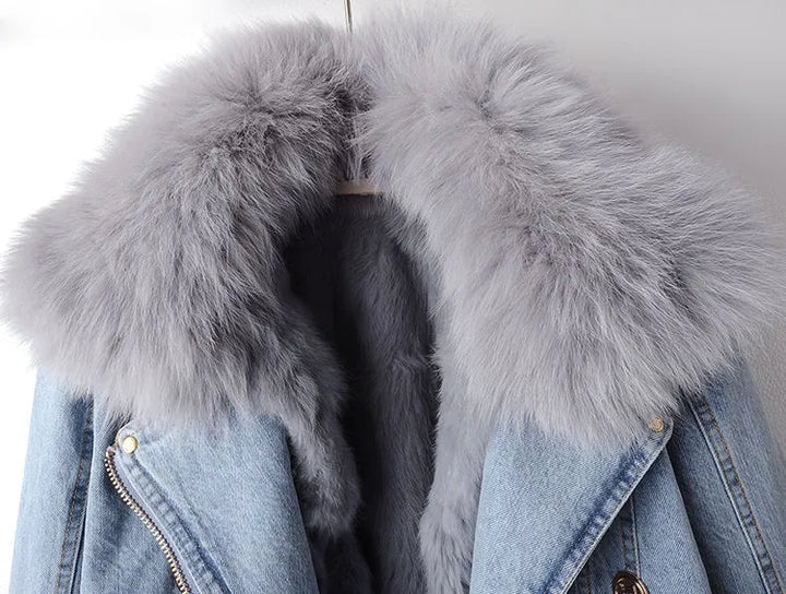 Denim és Nep Bőr Elegancia Dzseki - Stella