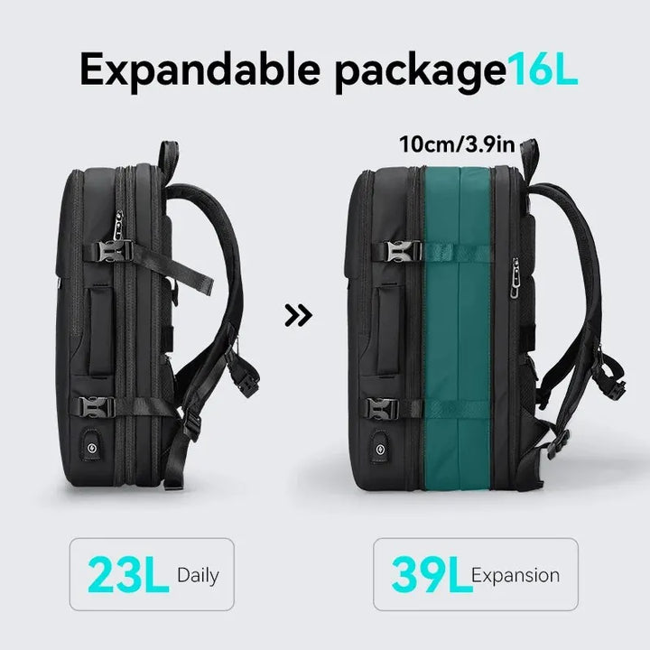 Bővíthető vízálló laptop- és légitársasági utazótáska