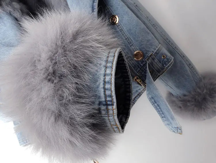 Denim és Nep Bőr Elegancia Dzseki - Stella