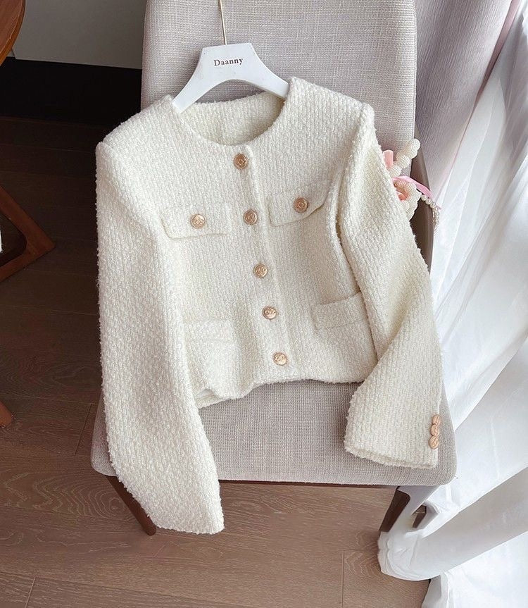 Női tweed zakó kerek nyakkivágással – Celeste