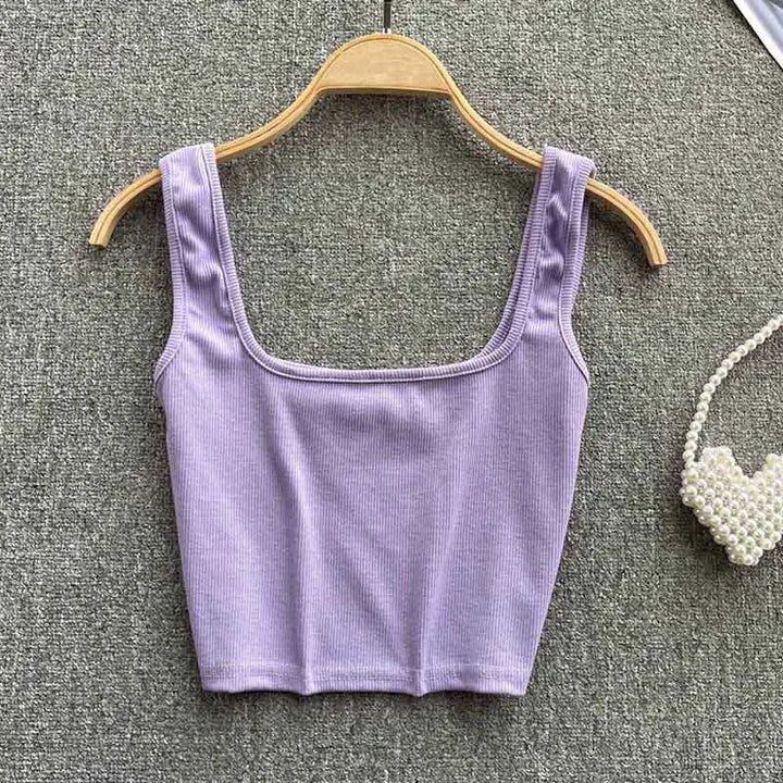 Ruházat nélküli Cropped Tanktop Egyszínű Színben – Zayra