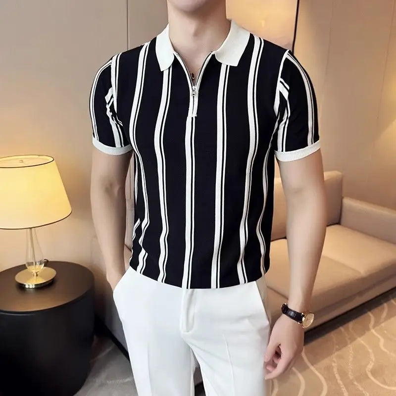 Rövidujjú póló cipzárral férfiaknak - Silvano