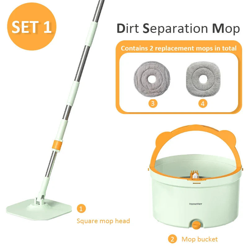 Öntisztító lapos mop vödörrel - SpinMop