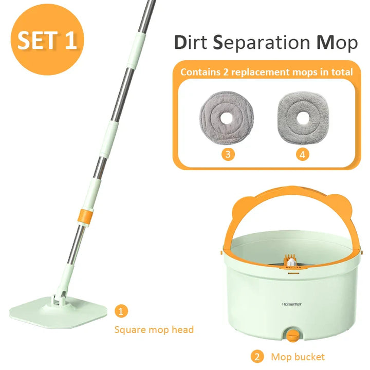 Öntisztító lapos mop vödörrel - SpinMop