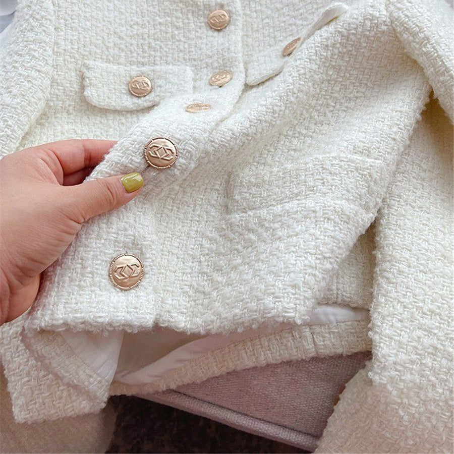 Női tweed zakó kerek nyakkivágással – Celeste