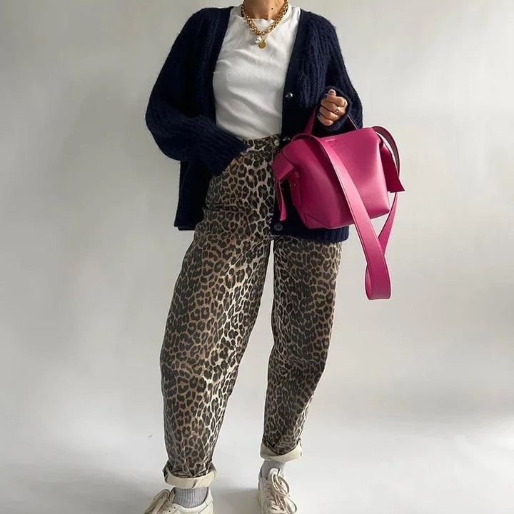 Retro-Jeans leopárdmintával - Clara