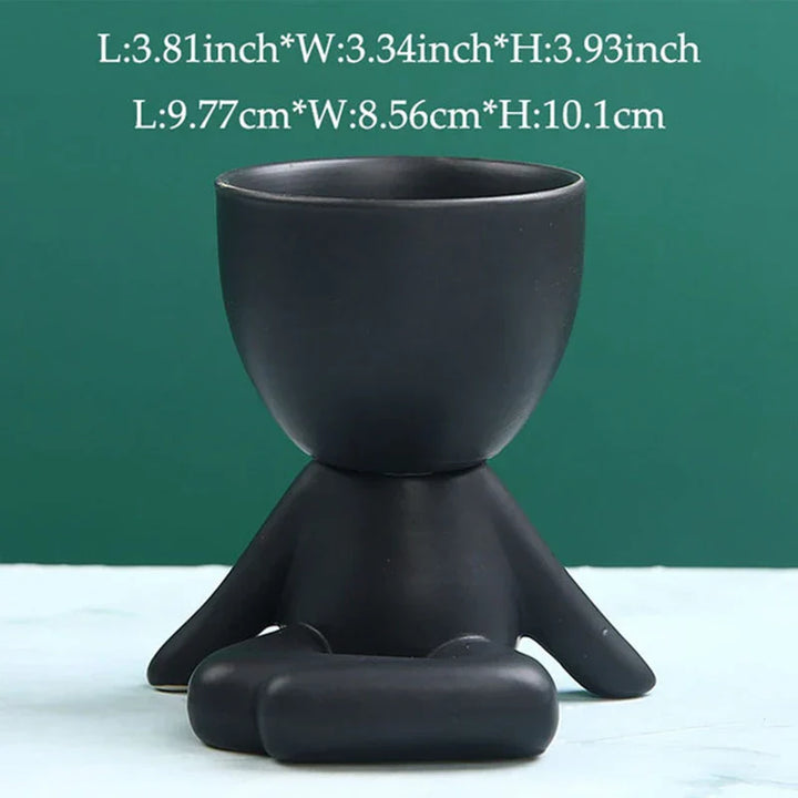 Kézzel készített kerámia zöldnövény cserép lefolyónyílással - TerraCotta