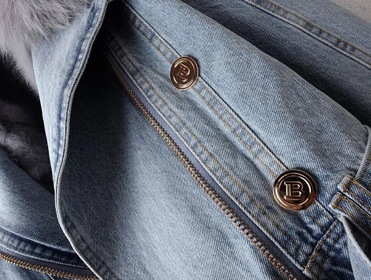 Denim és Nep Bőr Elegancia Dzseki - Stella