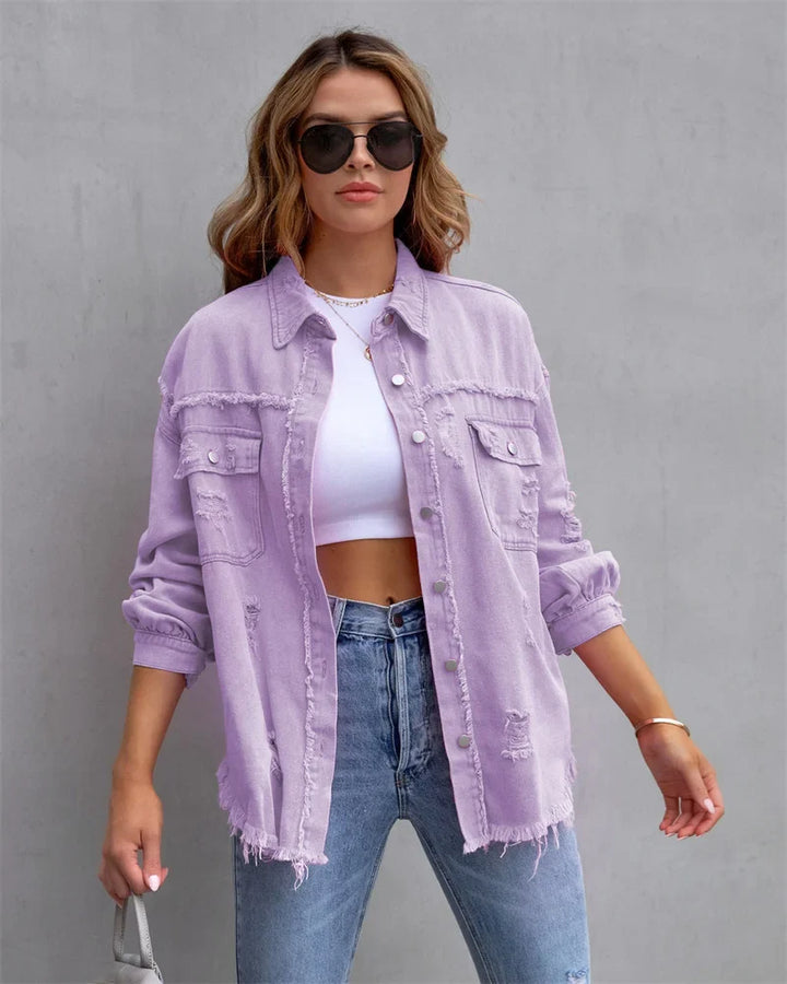 Boho női farmerdzseki Ibizai flair-rel és slim fit szabással tavaszra/nyárra – Yara