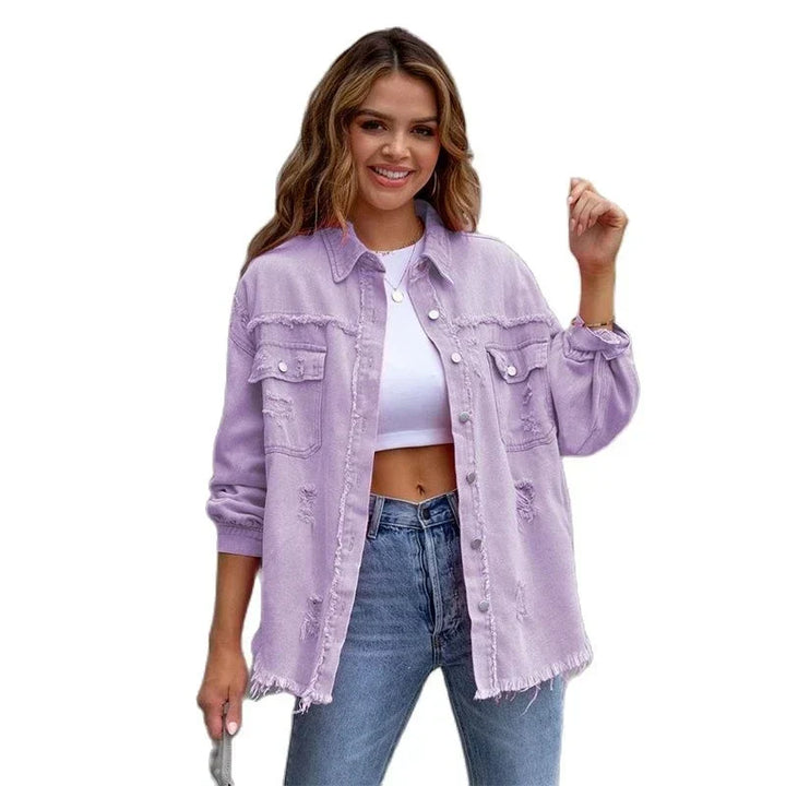 Boho női farmerdzseki Ibizai flair-rel és slim fit szabással tavaszra/nyárra – Yara
