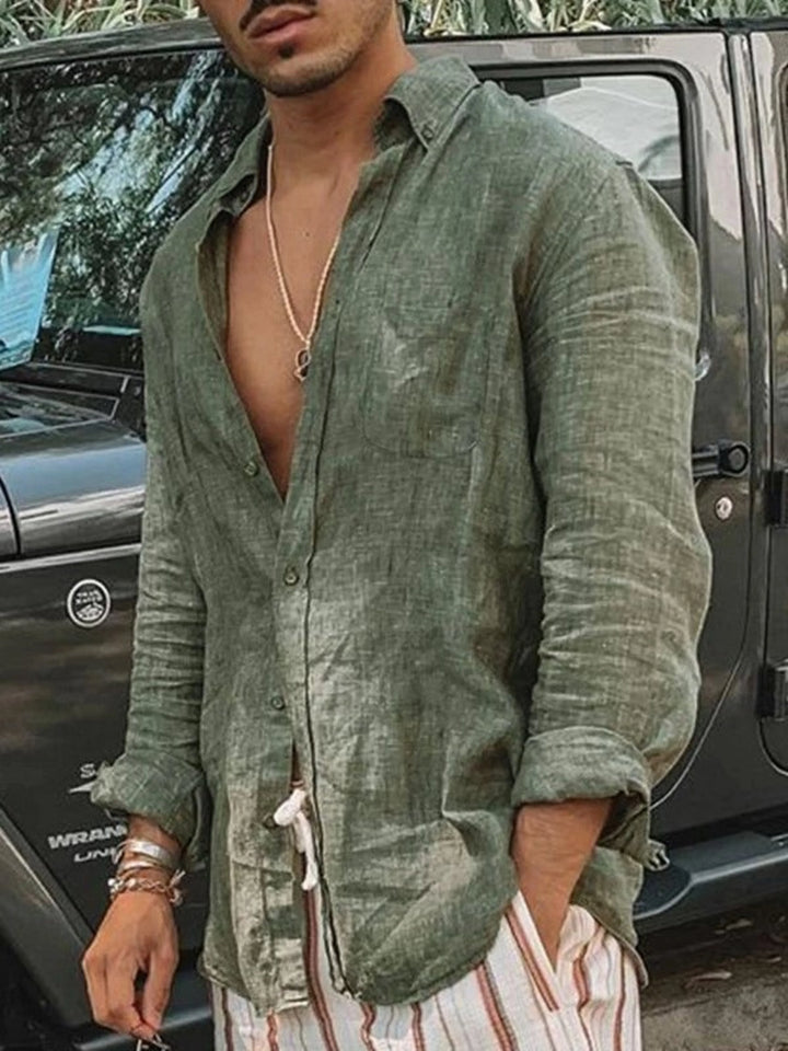 Könnyű férfi vászoning gombos panelekkel – Fabio