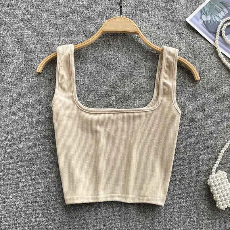 Ruházat nélküli Cropped Tanktop Egyszínű Színben – Zayra
