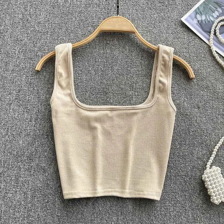 Ruházat nélküli Cropped Tanktop Egyszínű Színben – Zayra