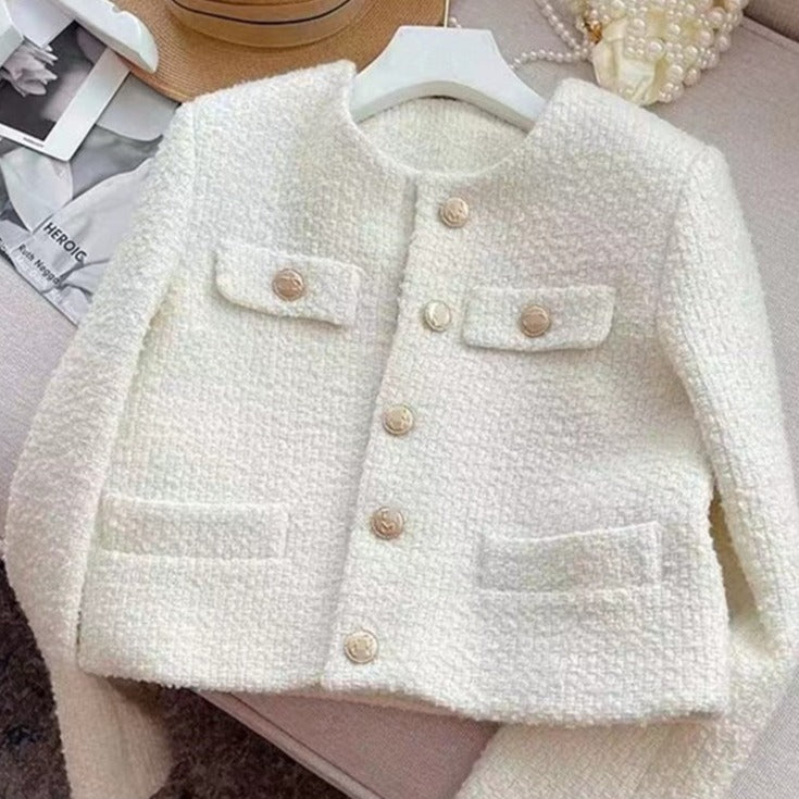 Női tweed zakó kerek nyakkivágással – Celeste