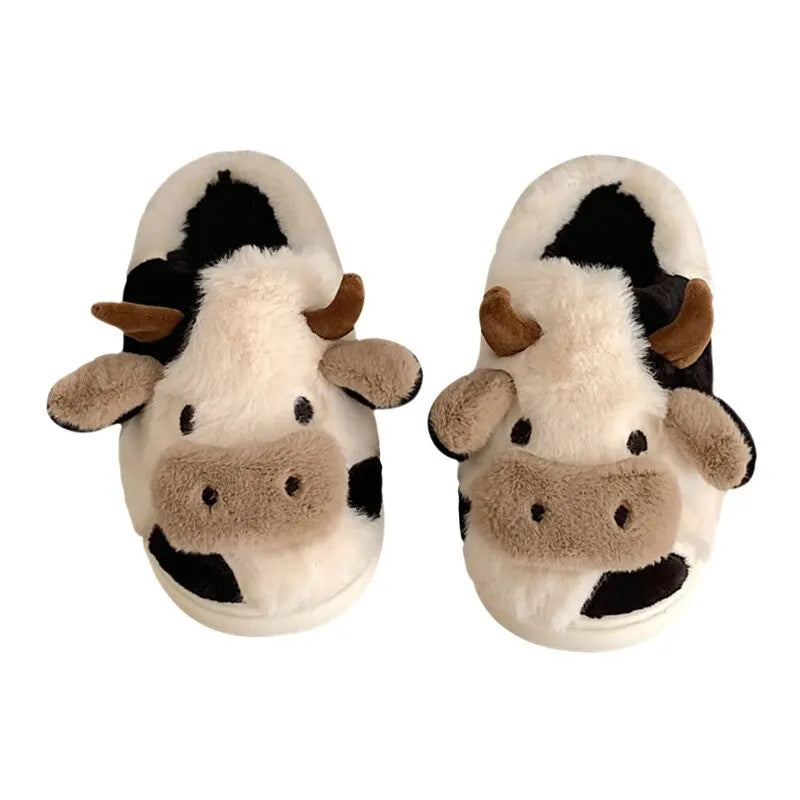 Plüss házi cipők tehén mintával – PlushCow