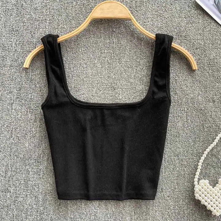 Ruházat nélküli Cropped Tanktop Egyszínű Színben – Zayra