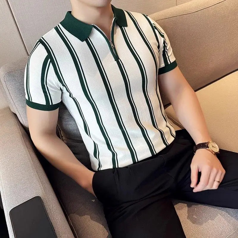 Rövidujjú póló cipzárral férfiaknak - Silvano