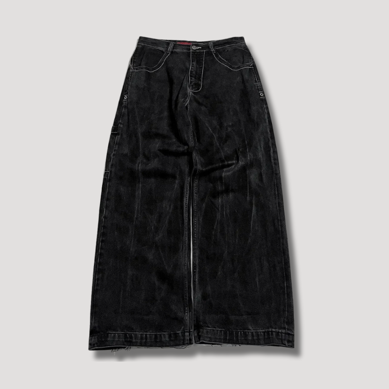 Fekete Baggy Farmernadrág Magas Derékkal – Raven