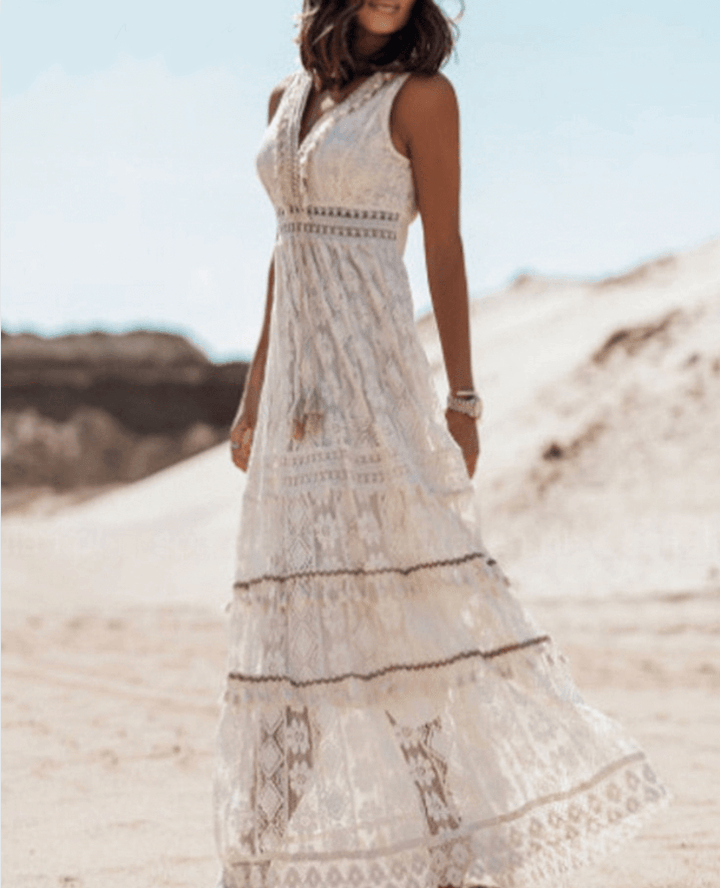 Laza Boho-maxi ruha stílusos részletekkel – Solange