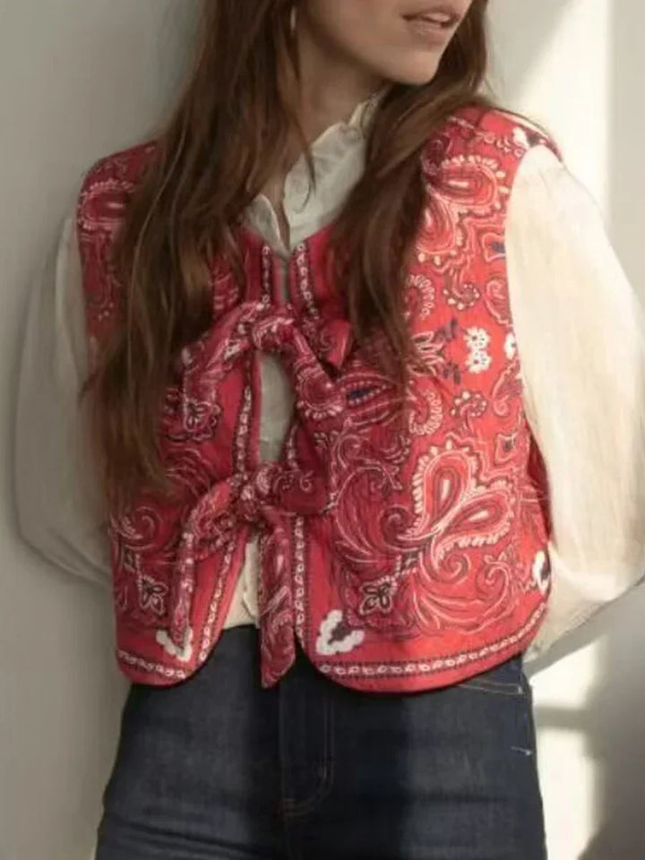 Y2K piros bandana fazonú megkötős crop top – Liora
