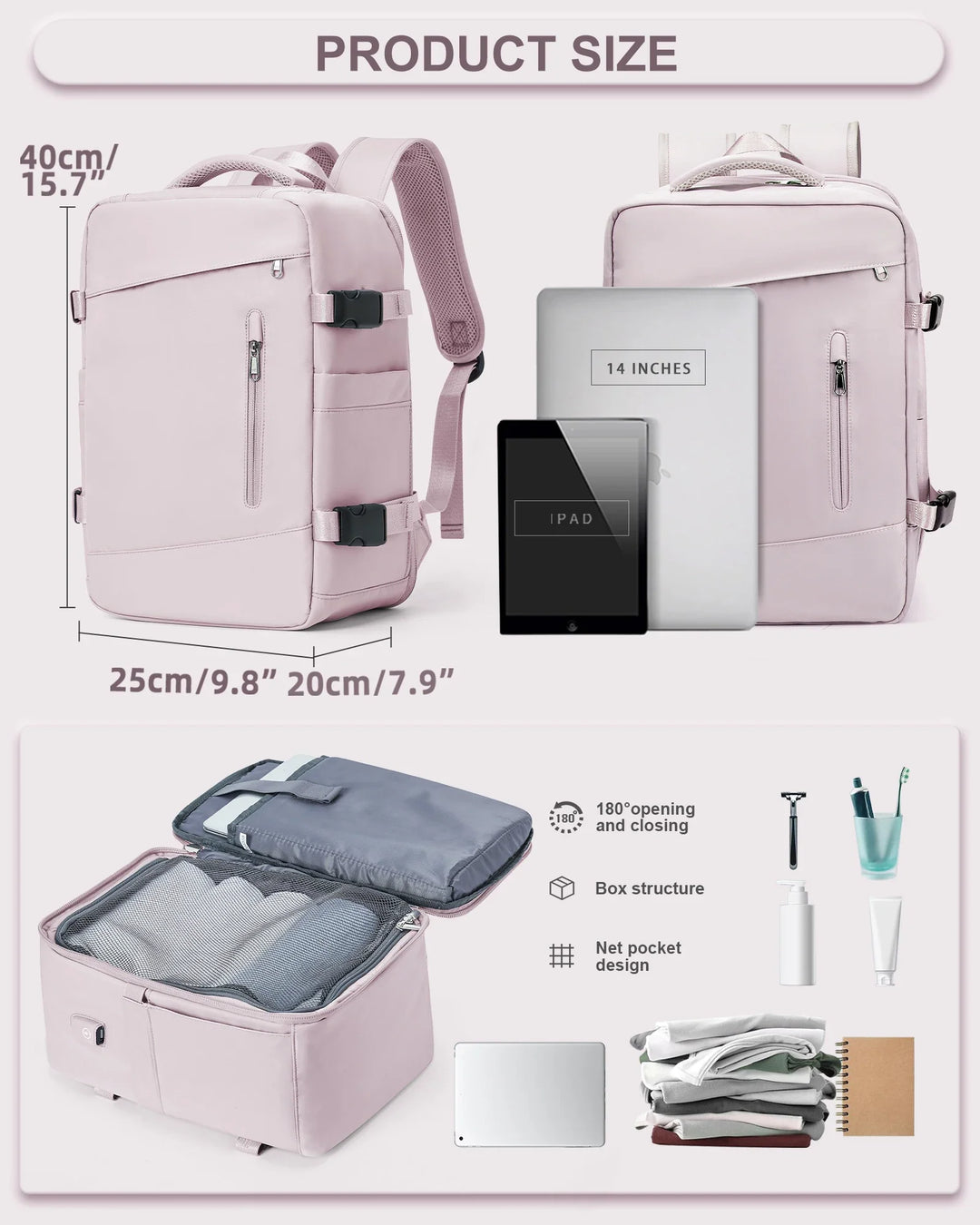 Kabinszabályos Szervező Hátizsák 14 Inch Laptop Zsebbel