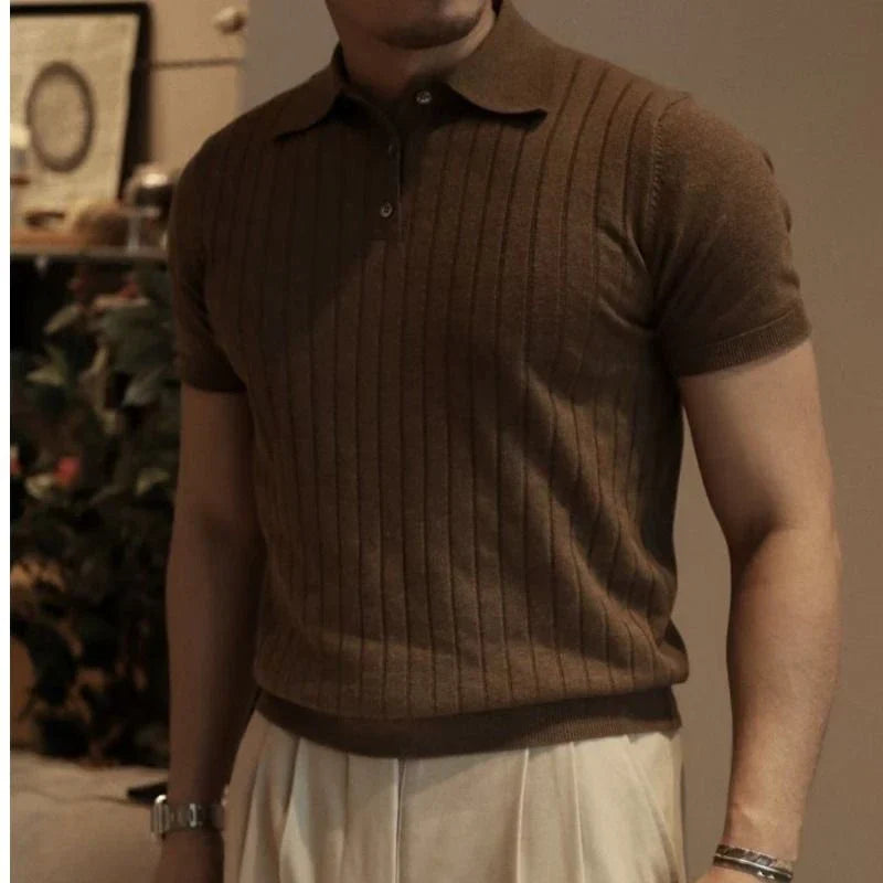 Slim Fit férfi póló nagy zipzárral – Fabrizio