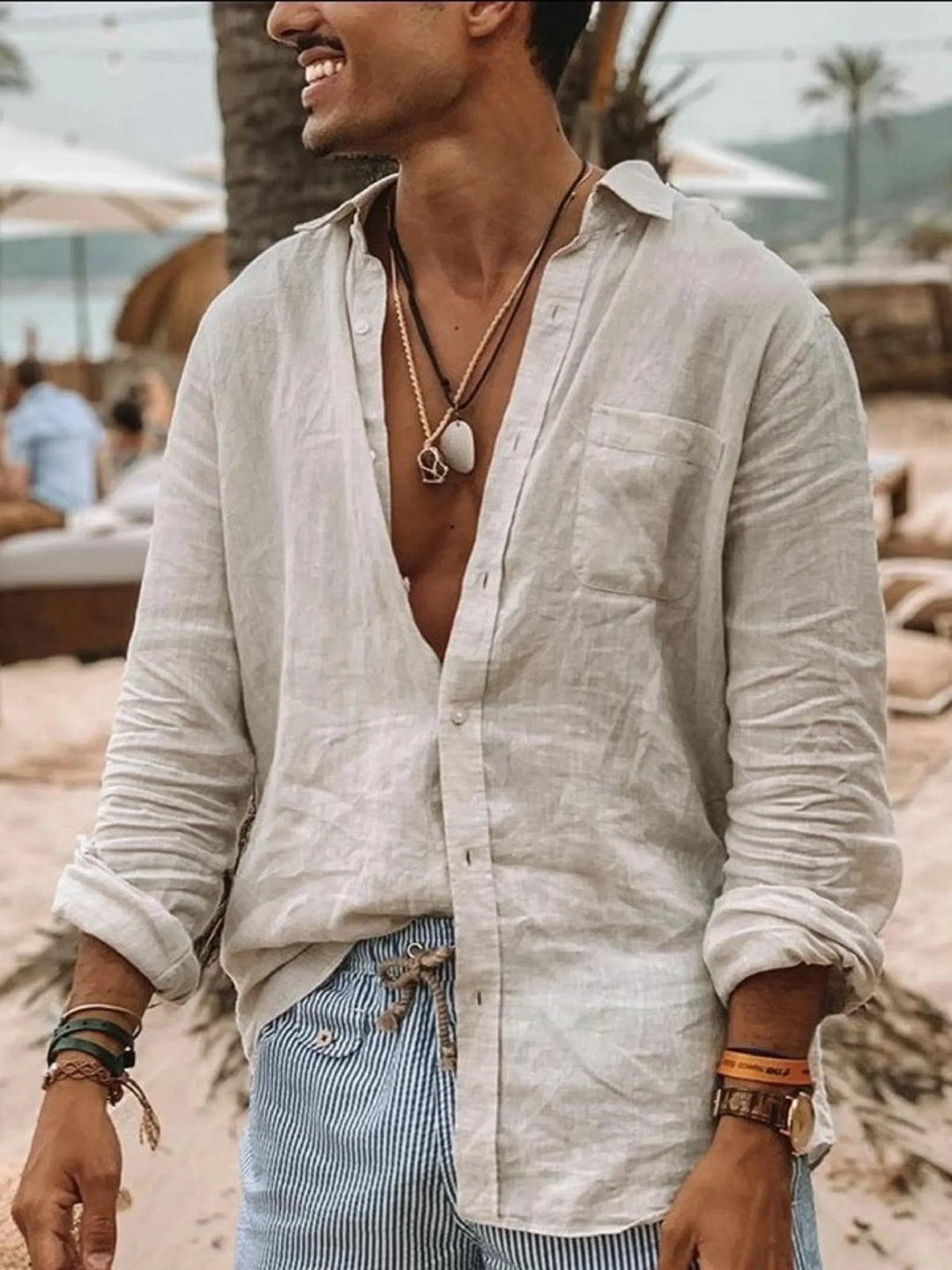 Könnyű férfi vászoning gombos panelekkel – Fabio