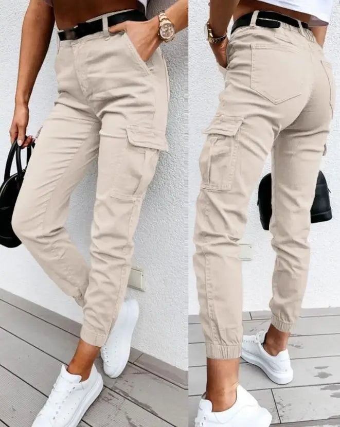 Hölgy Cargo Nadrág Stretch-tel és Magas Derékkal - Livia