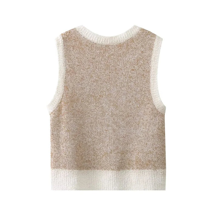 Beige kötött női felső vintage jacquard mintával – Mireille