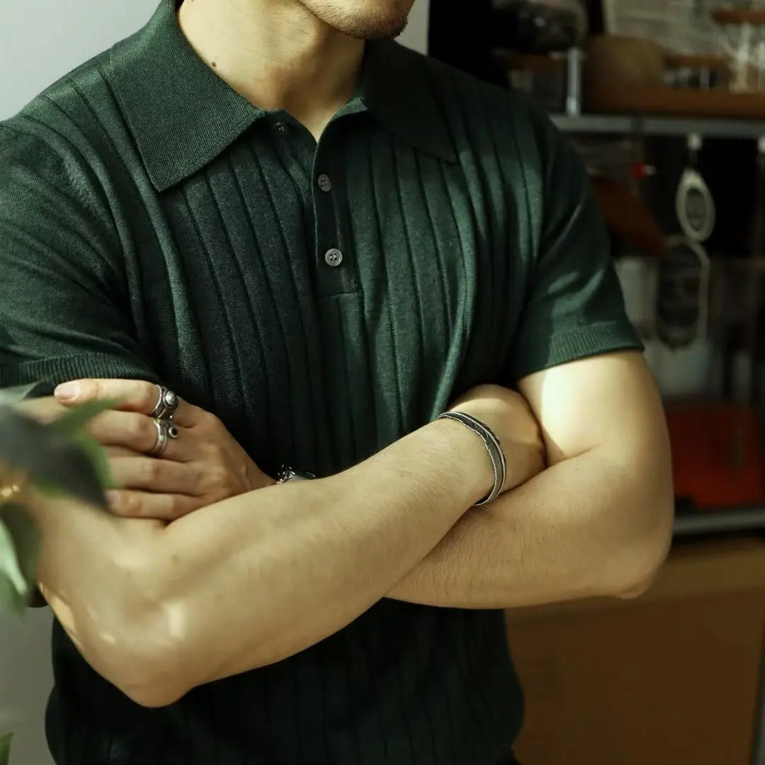 Slim Fit férfi póló nagy zipzárral – Fabrizio