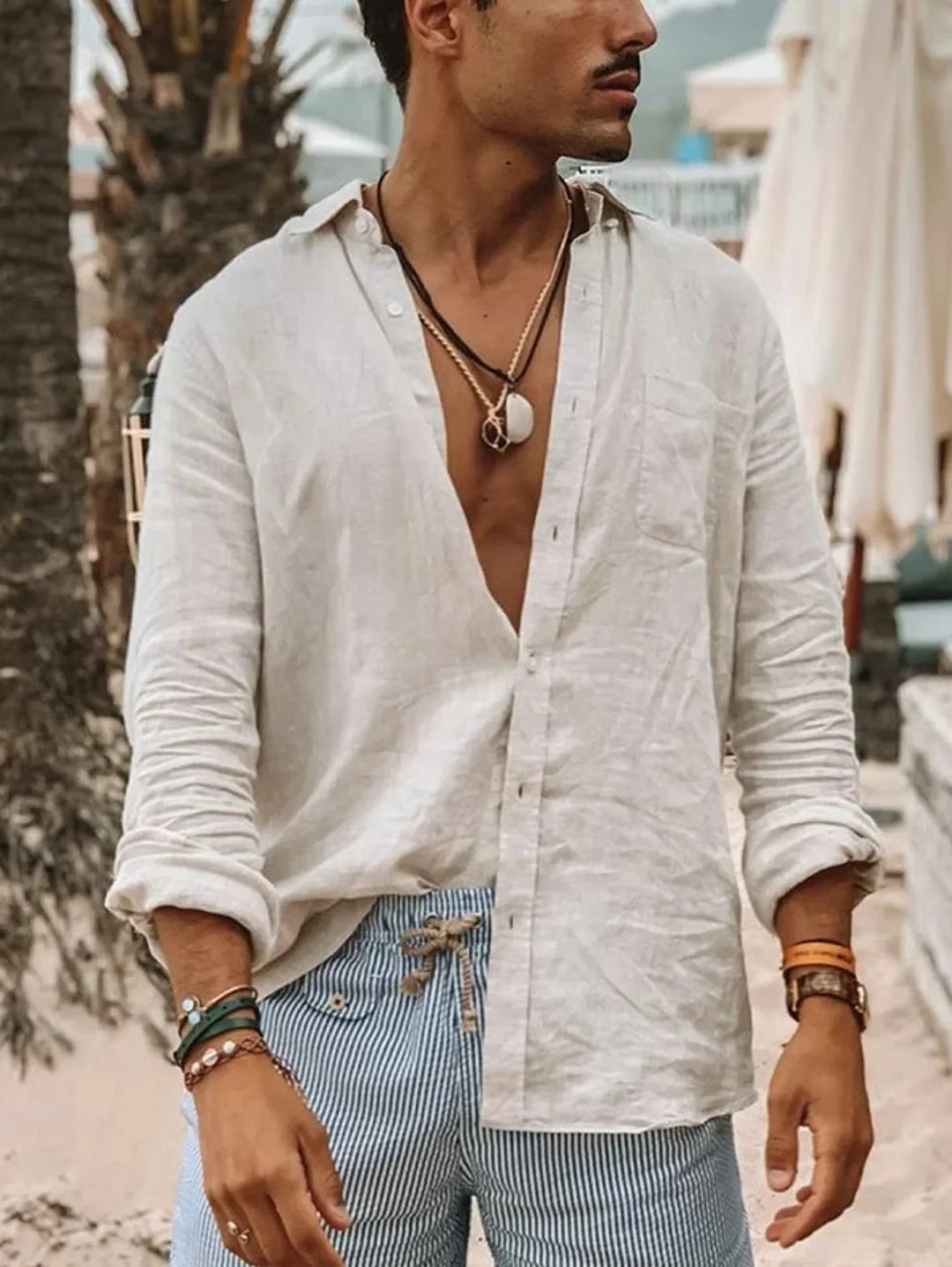 Könnyű férfi vászoning gombos panelekkel – Fabio