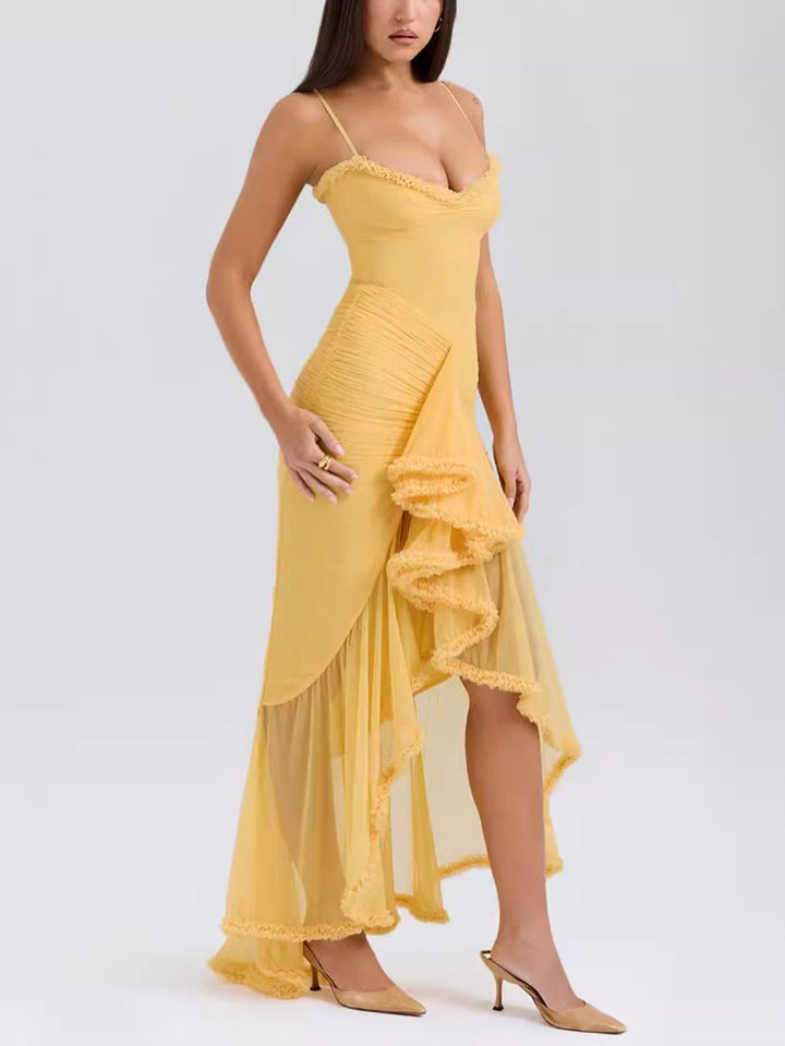 Trendi maxi ruha volánnal és spagetti pántokkal – Loyza