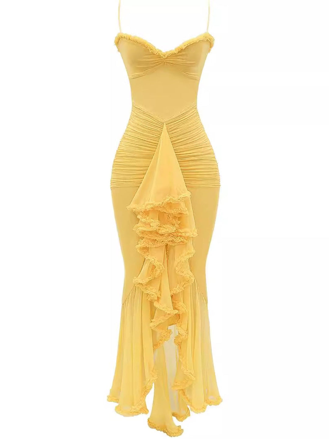 Trendi maxi ruha volánnal és spagetti pántokkal – Loyza