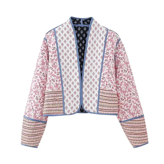Vintage Virágos Patchwork Kabát Nőknek - Nora