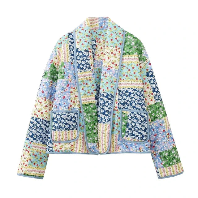 Vintage Virágos Patchwork Kabát Nőknek - Nora