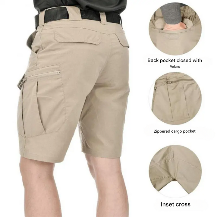 Férfi kültéri rövidnadrág 6 cipzáros zsebbel - FlexTrek Cargo Shorts