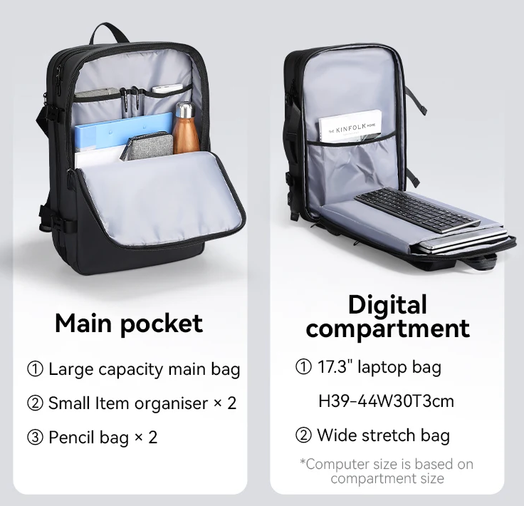 Bővíthető vízálló laptop- és légitársasági utazótáska