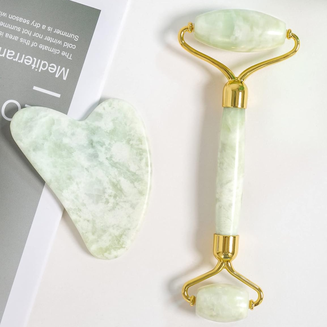 Instant Glow Gua Sha & Jade Roller Szett