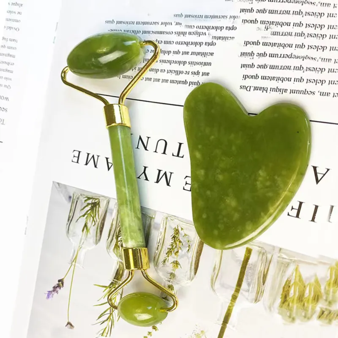 Instant Glow Gua Sha & Jade Roller Szett