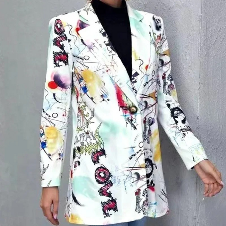 Vintage Casual Blazer aszimmetrikus nyomattal - Aria