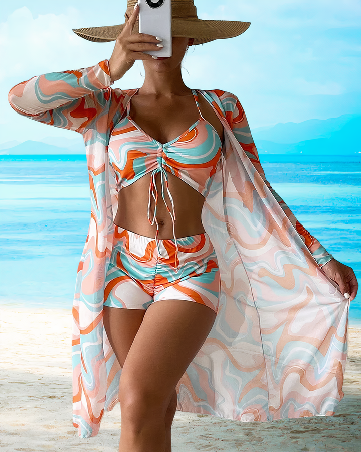Háromrészes Bikini szett Magas Derékkal és Átkötő – Marisse