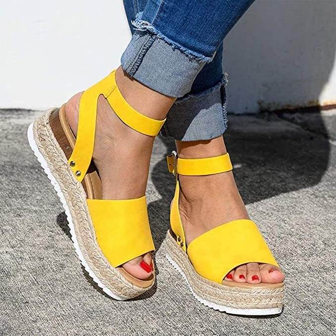 Hölgymintás Plateau-Espadrille szandál magassarkúval és pánttal – Livia