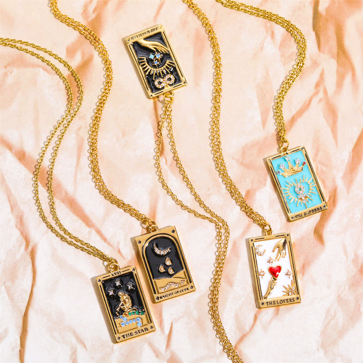 Zirkónia aranyozott tarot csepp függő nyaklánc - Amara