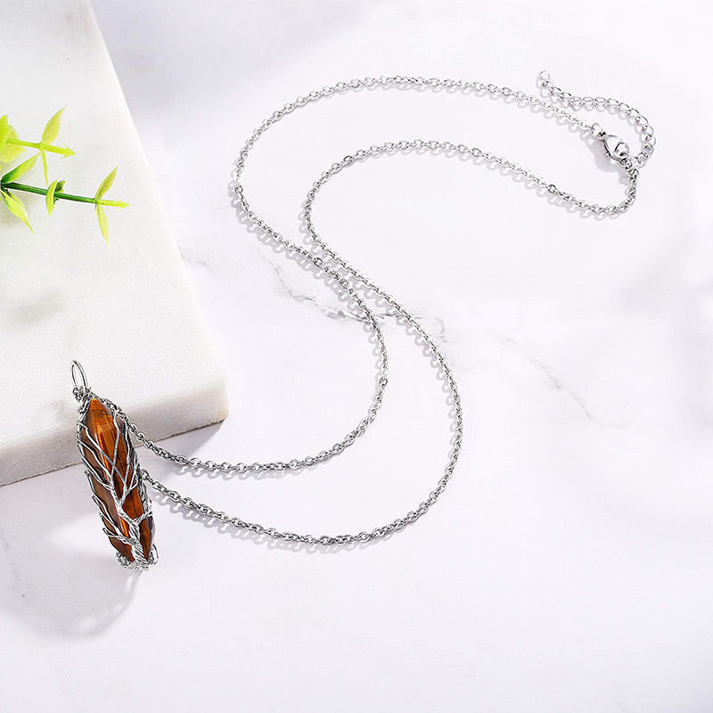 Elegáns Kristály Életfa Drágakő Nyaklánc - Elara