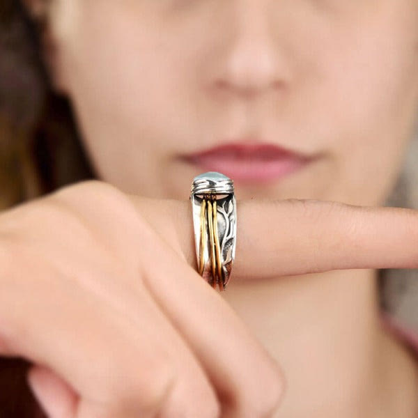 Akvamarin Spinner Gyűrű - Selene